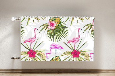 Magnetic radiator mat Flamingos and flowers