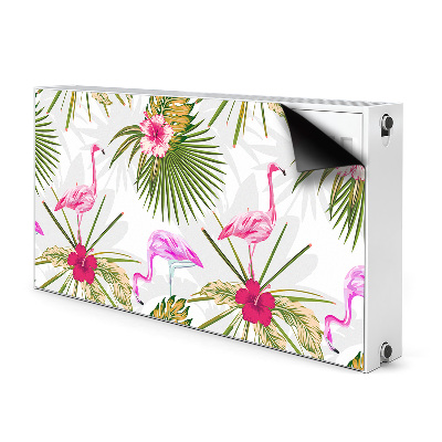 Magnetic radiator mat Flamingos and flowers