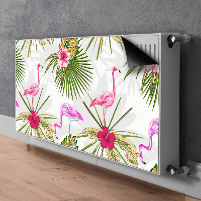 Magnetic radiator mat Flamingos and flowers