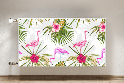 Magnetic radiator mat Flamingos and flowers