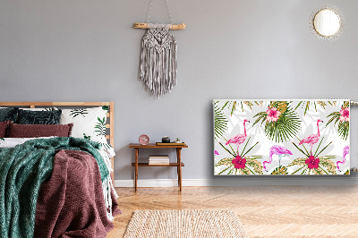 Magnetic radiator mat Flamingos and flowers