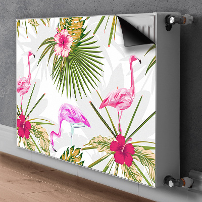 Magnetic radiator mat Flamingos and flowers