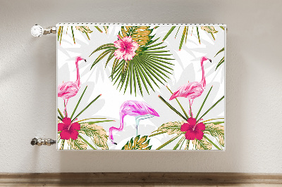 Magnetic radiator mat Flamingos and flowers