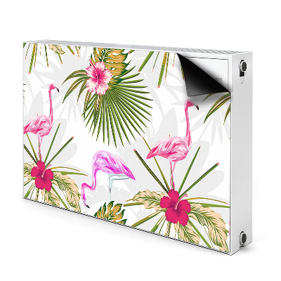 Magnetic radiator mat Flamingos and flowers