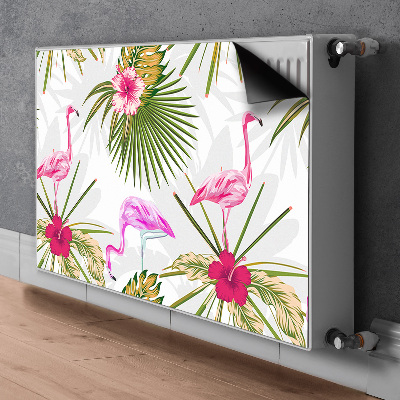 Magnetic radiator mat Flamingos and flowers