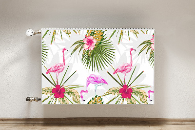 Magnetic radiator mat Flamingos and flowers