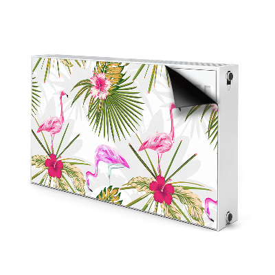 Magnetic radiator mat Flamingos and flowers