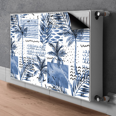 Magnetic radiator cover Blue palm