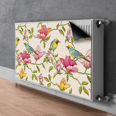 Printed radiator mat Flowers and birds