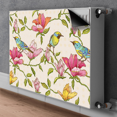 Printed radiator mat Flowers and birds