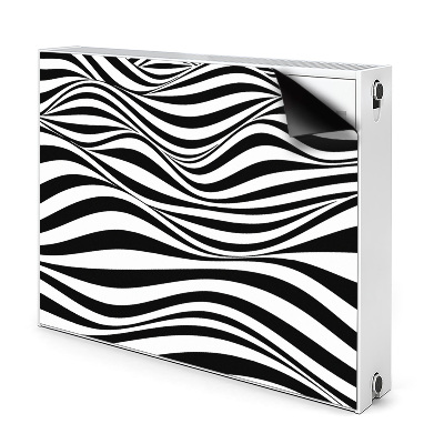 Radiator cover Black and white waves