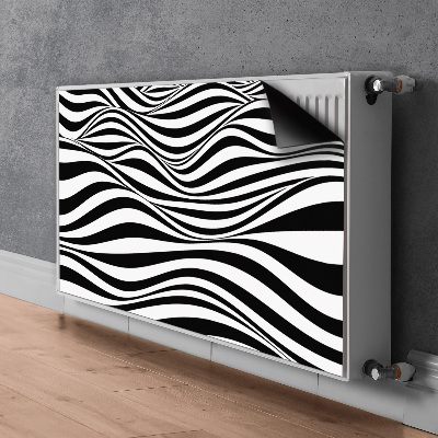 Radiator cover Black and white waves