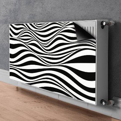 Radiator cover Black and white waves