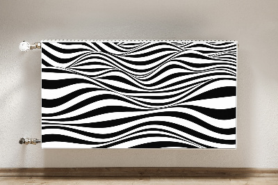 Radiator cover Black and white waves