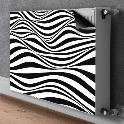 Radiator cover Black and white waves