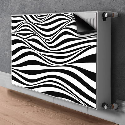 Radiator cover Black and white waves