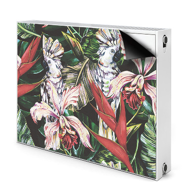 Decorative radiator mat Parrot in the tropics