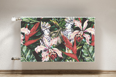 Decorative radiator mat Parrot in the tropics