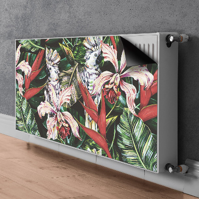 Decorative radiator mat Parrot in the tropics