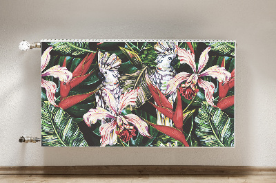 Decorative radiator mat Parrot in the tropics