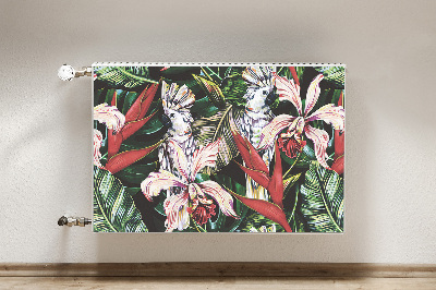 Decorative radiator mat Parrot in the tropics