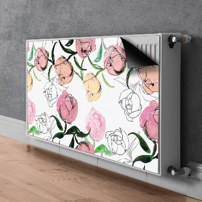 Decorative radiator mat Peonies