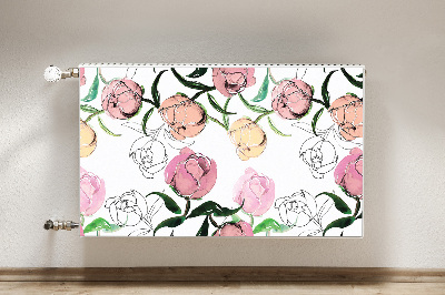 Decorative radiator mat Peonies