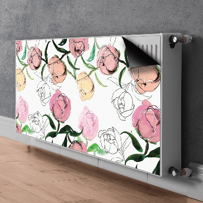 Decorative radiator mat Peonies