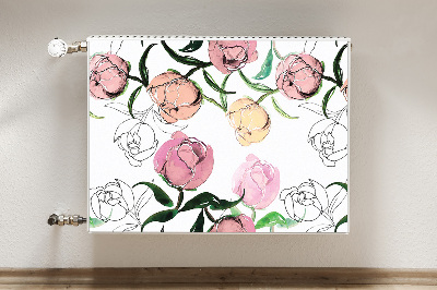 Decorative radiator mat Peonies