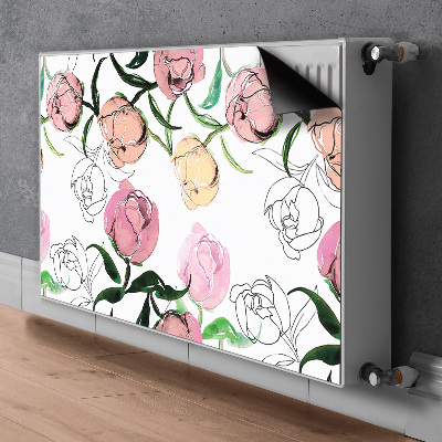 Decorative radiator mat Peonies