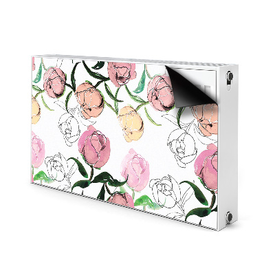 Decorative radiator mat Peonies