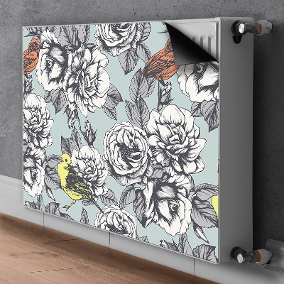 Magnetic radiator mat Roses and birds