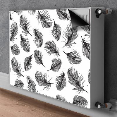 Decorative radiator cover Drawn feathers