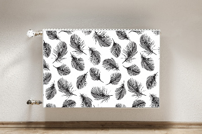 Decorative radiator cover Drawn feathers