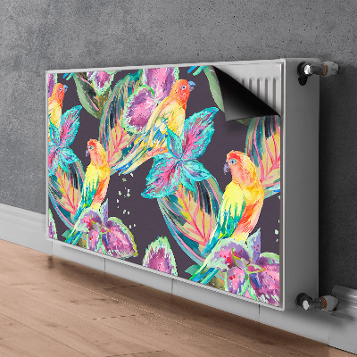 Radiator cover Colorful parrots