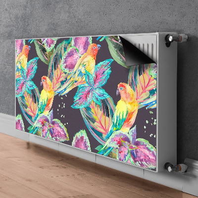 Radiator cover Colorful parrots