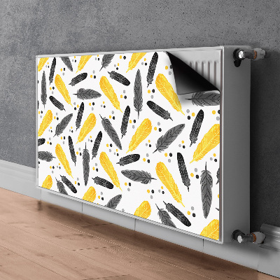 Radiator cover Black golden feathers