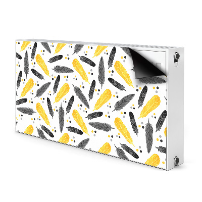 Radiator cover Black golden feathers