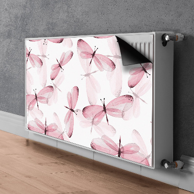 Magnetic radiator mat Pink dragonflies