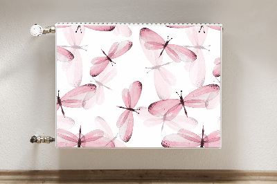 Magnetic radiator mat Pink dragonflies