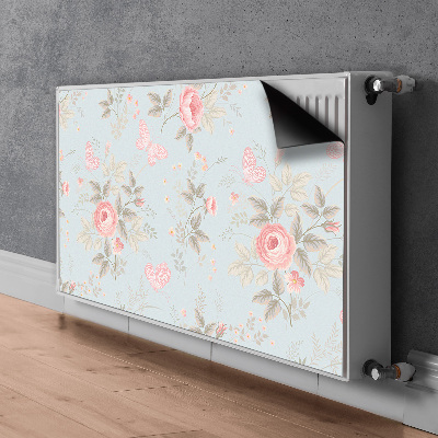 Magnetic radiator mat Roses and butterflies