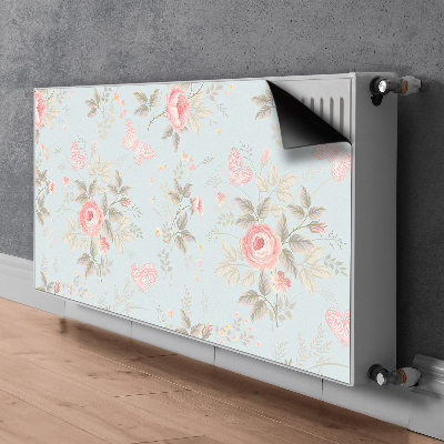 Magnetic radiator mat Roses and butterflies