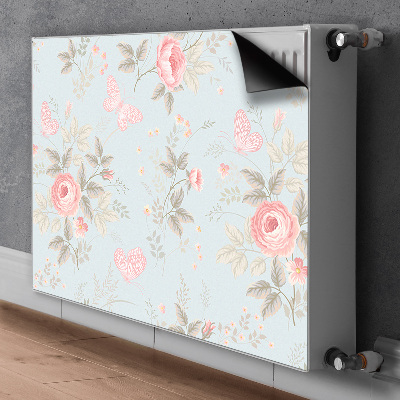 Magnetic radiator mat Roses and butterflies