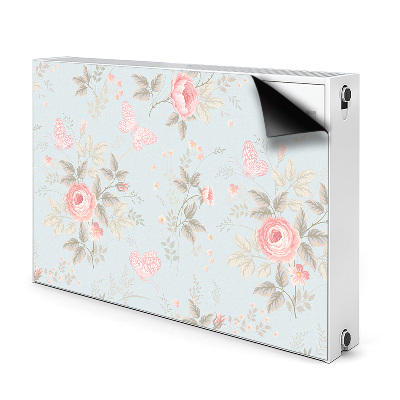 Magnetic radiator mat Roses and butterflies