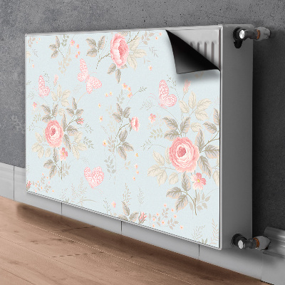 Magnetic radiator mat Roses and butterflies