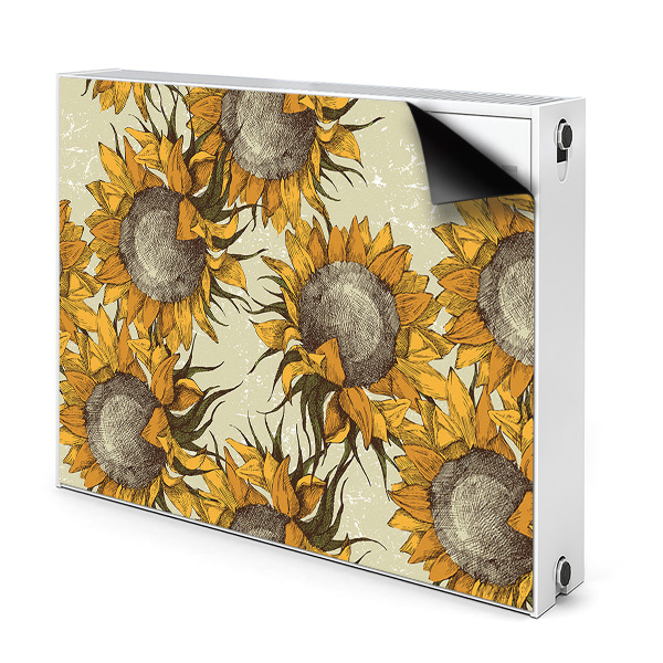 Magnetic radiator mat Retro sunflowers