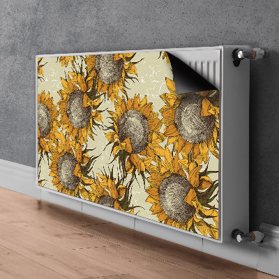 Magnetic radiator mat Retro sunflowers