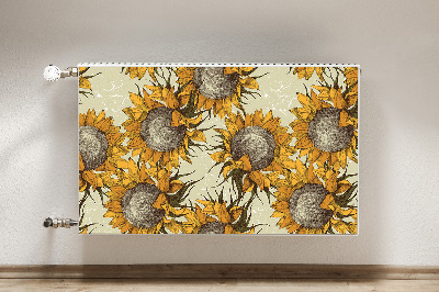 Magnetic radiator mat Retro sunflowers