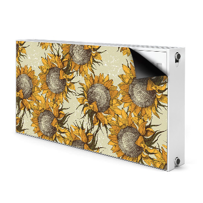 Magnetic radiator mat Retro sunflowers