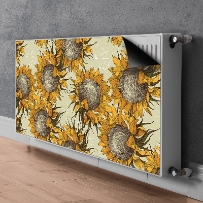 Magnetic radiator mat Retro sunflowers